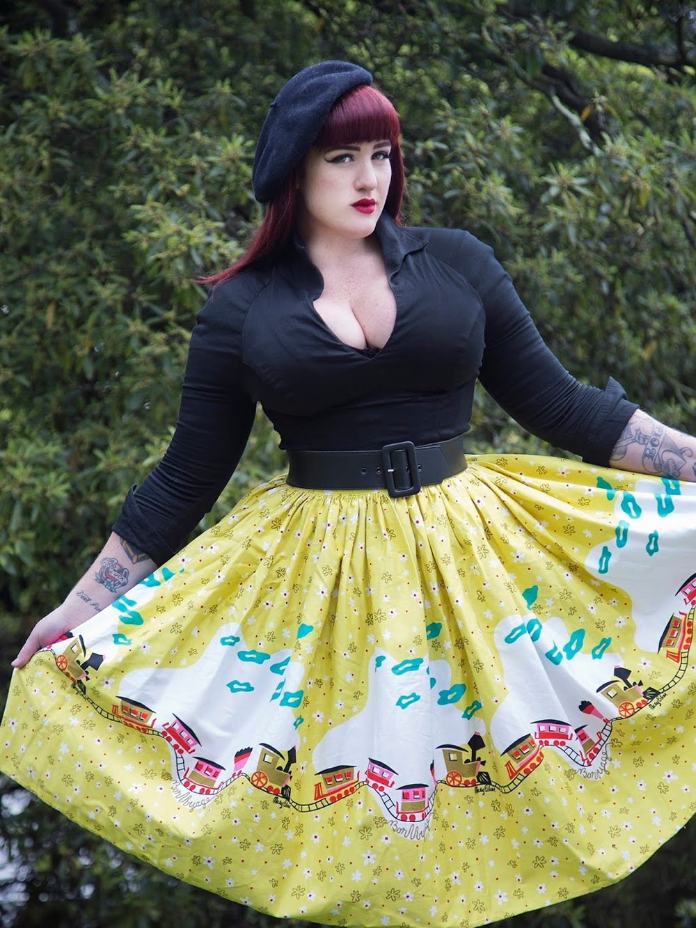 Mary Blain pinup couture train skirt Vintage-Style Circle Skirt - Picture 7 of 11